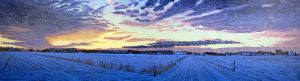 1 dag winter Lheeder es, 2016, klleurenhoutsnede, 18 x 62 cm, ingelijst 30 x 74 cm