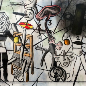 Toon Teeken, ZT, Gemengde techniek 48x104 Lijst 75x130cm Toon Teeken, ZT, Gemengde techniek 48x104 Lijst 75x130cm