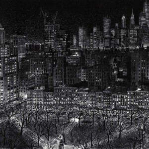 Stefan Bleekrode, Manhattan en Brooklyn bij nacht, 2016, Steendruk, 21 x 29 cm. Stefan Bleekrode, Manhattan en Brooklyn bij nacht, 2016, Steendruk, 21 x 29 cm.
