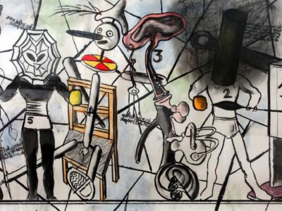 Toon Teeken, ZT, Gemengde techniek 48x104 cm, Lijst